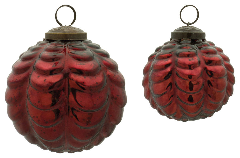 Scalloped Glass Ball Ornament, 12-Piece Set