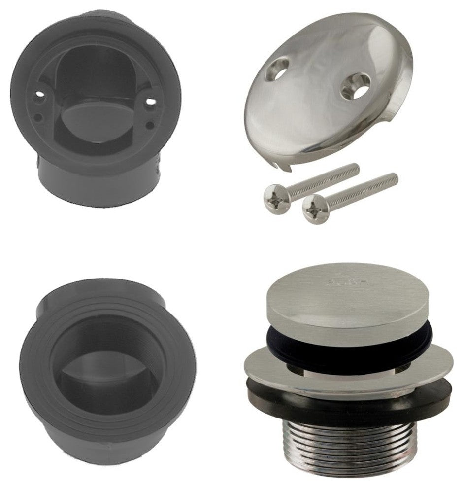 Tip Toe Sch. 40 ABS Plumber'S Pack With Two-Hole Elbow In Satin Nickel