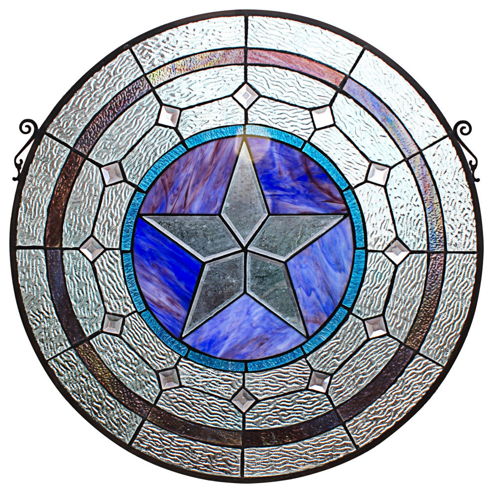 Chloe Lighting Lonestar Tiffany-Style Round Window Panel 24" Height