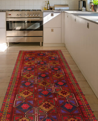 Vintage Distressed Keenan Red/Gold Runner, 4'8x10'7