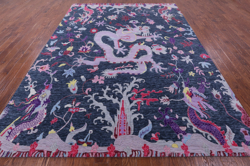 Dragon Design Hand Knotted Wool Rug 9' 0" X 12' 1" Q11801