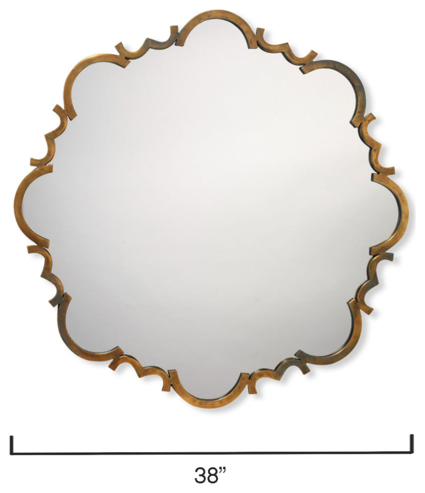 Saint Albans Steel Mirror, Antique Brass