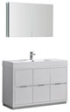 Valencia 48" Glossy White Free Standing Vanity Set, Cabinet, Faucet FFT9161CH