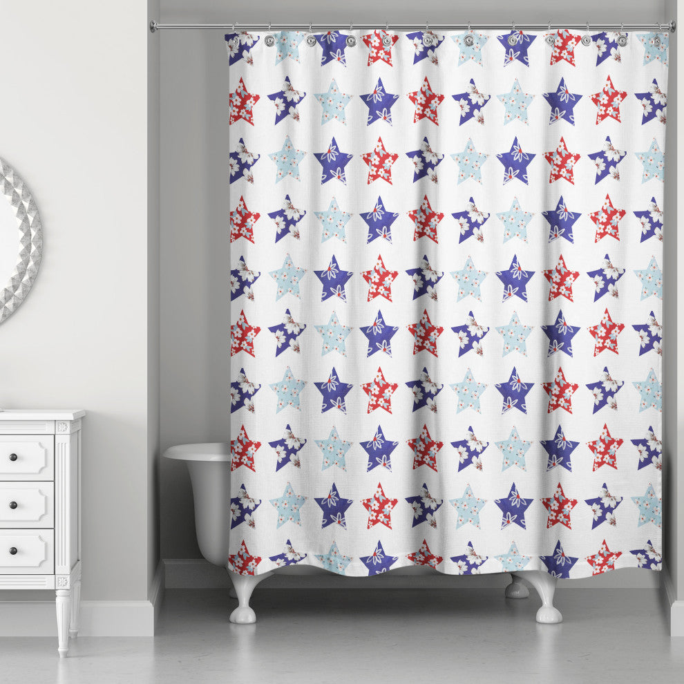 Floral Stars Pattern 71 x 74 Shower Curtain