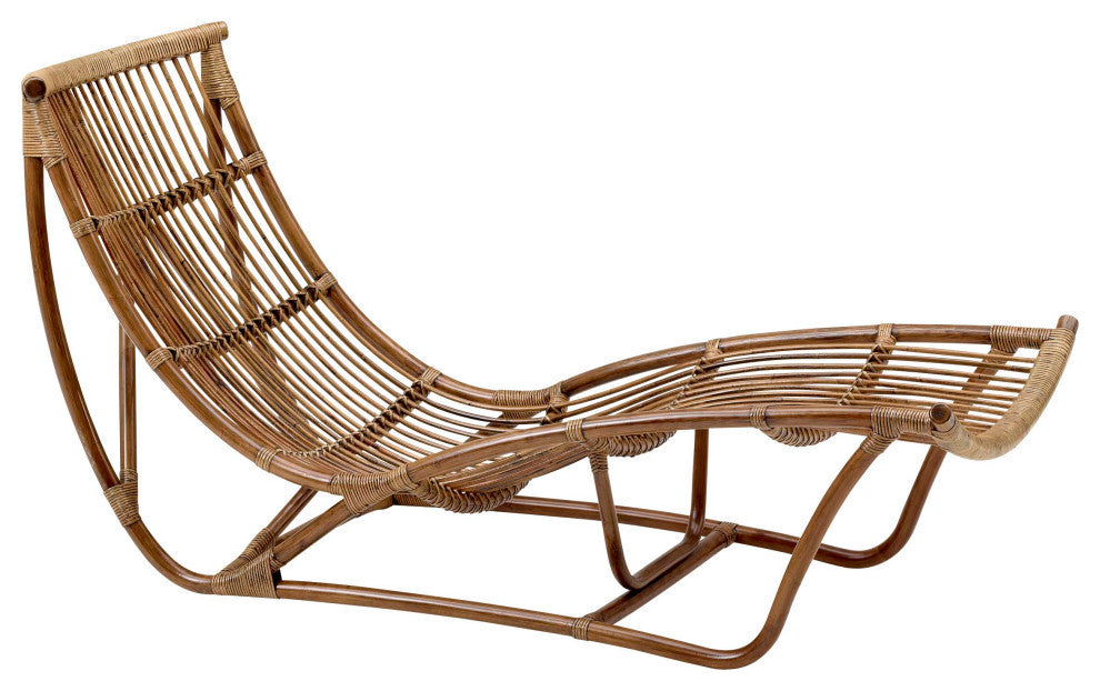 Michelangelo Rattan Chaise Lounge, Antique