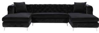 Gail Velvet 3-Piece Sectional, Black