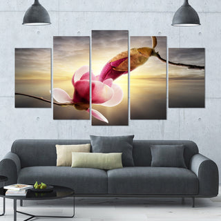 Beautiful Magnolia Flowers, Floral Canvas Art Print, 60"x32", 5 Panels