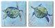 Abstract Blue Green Sea Turtles Deep Sea Coral,24 x 24