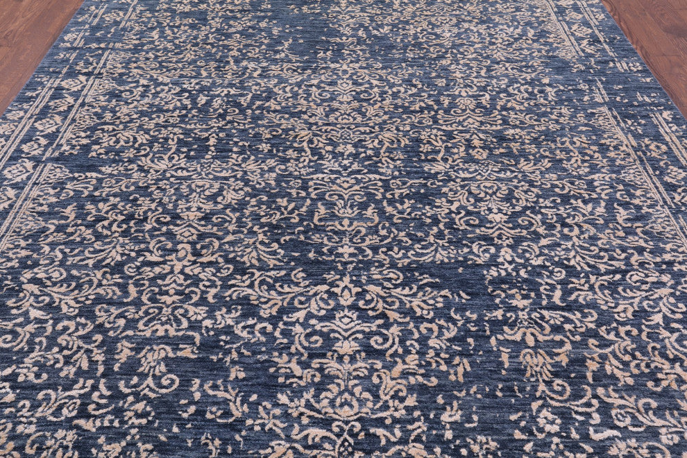 8' 1" X 10' 1" Hand Knotted Wool and Silk Persian Rug Q6252