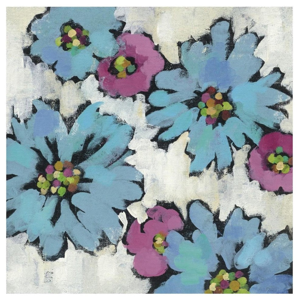 "Graphic Pink and Blue Floral III" Paper Print by Silvia Vassileva, 26"x26"