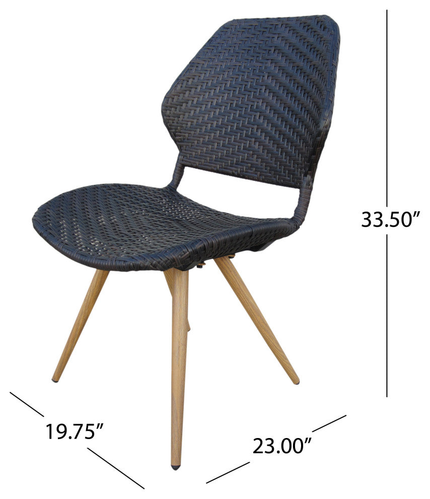 GDF Studio 5-Piece Aliza Outdoor Wicker Dining Set, Multibrown