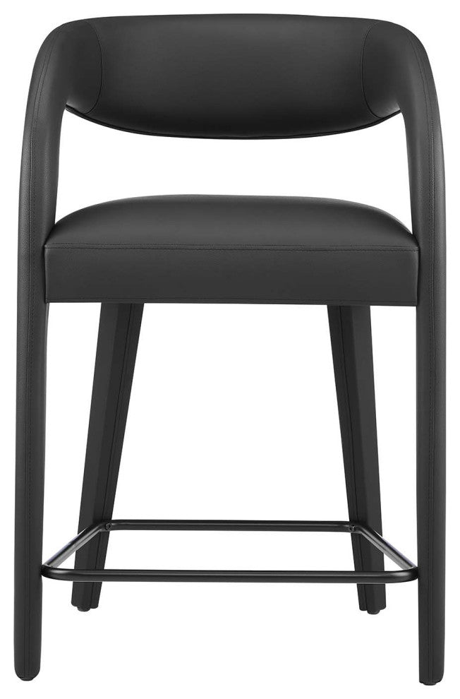 Pinnacle Vegan Leather Counter Stool Set of 2, Black Black