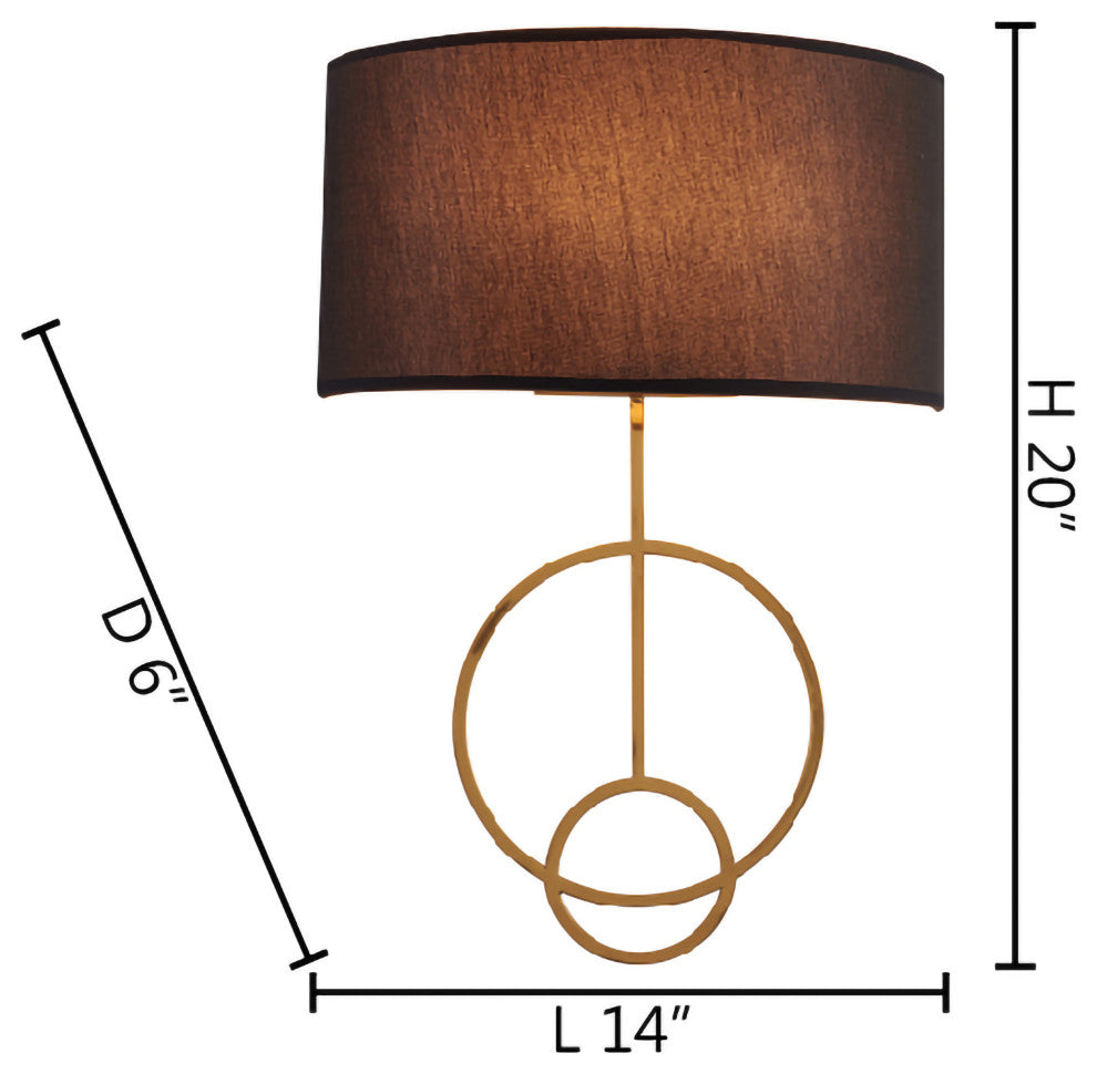 Bethel International LA38W14SB 1-Light Wall Sconce, Satin Brass