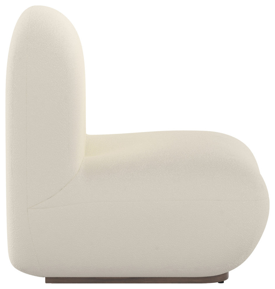 Contemporary Boucle Fabric Accent Chair, Ivory