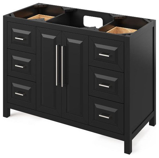 Cade Transitional 48" Black Bathroom Vanity, Black Granite Vanity Top