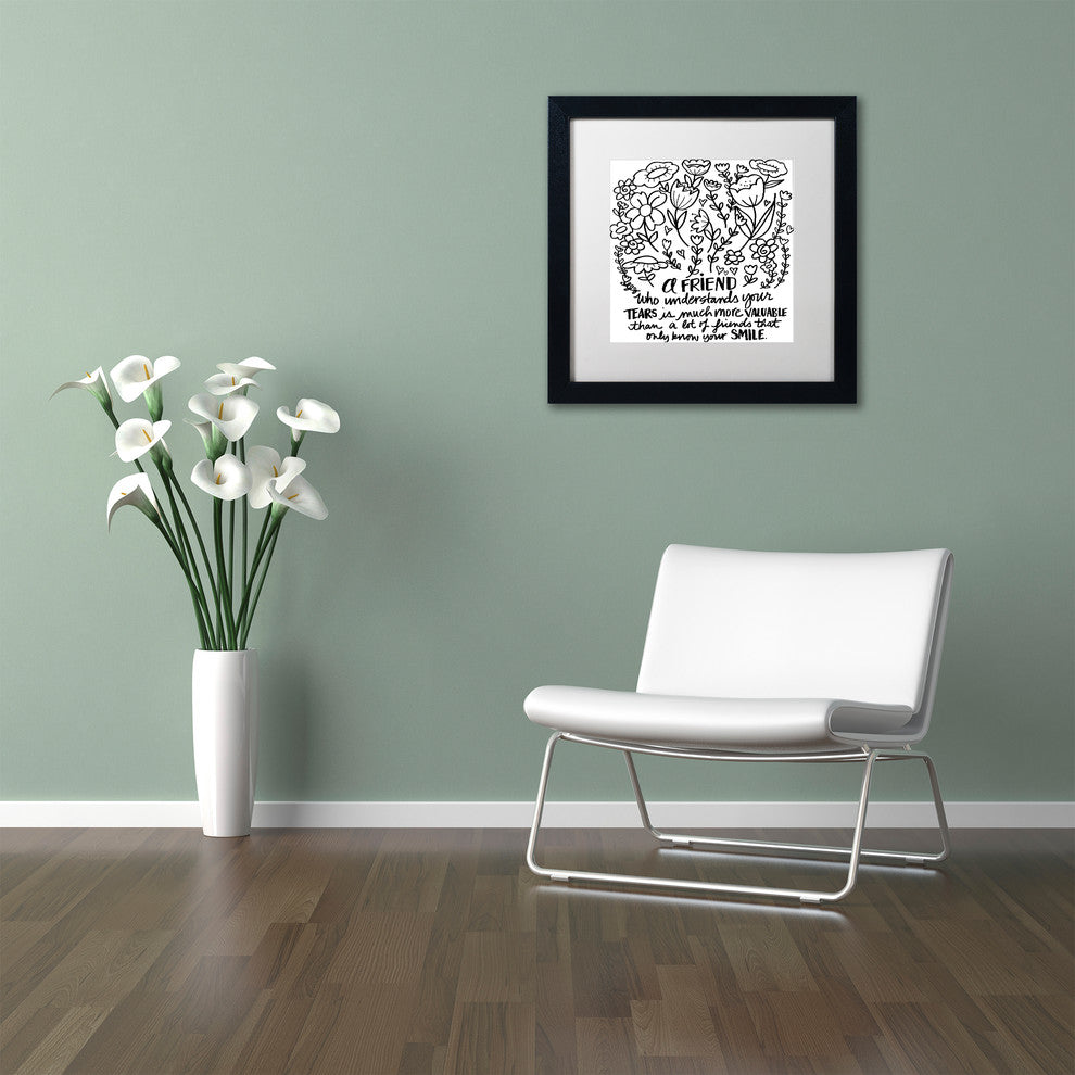 Elizabeth Caldwell 'A Friend' Art, Black Frame, White Mat, 16x16