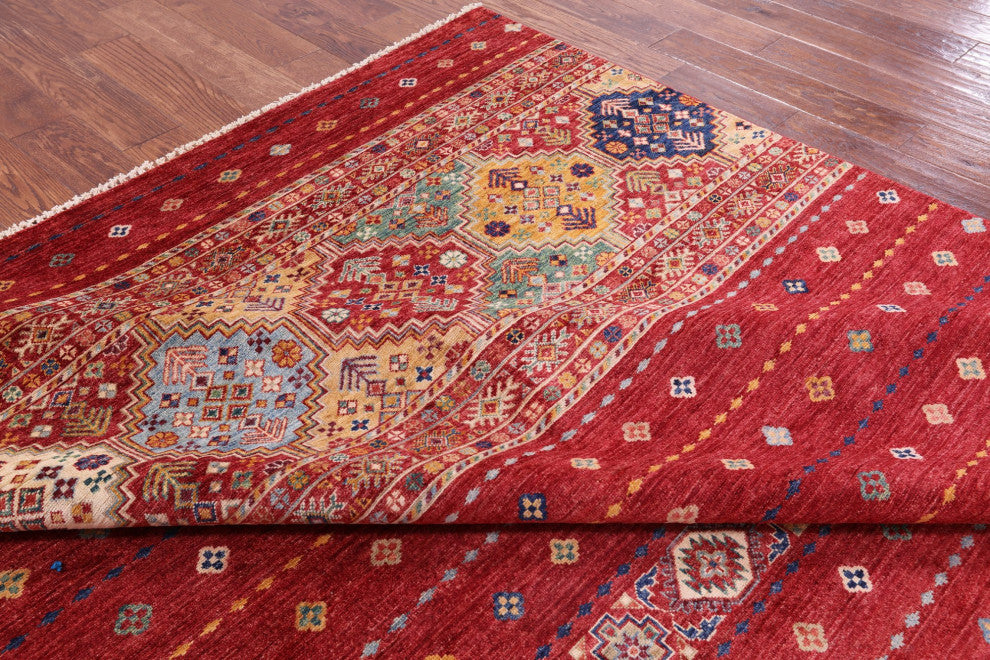 8' 2" X 11' 4" Khorjin Super Kazak Hand-Knotted Rug Q5351