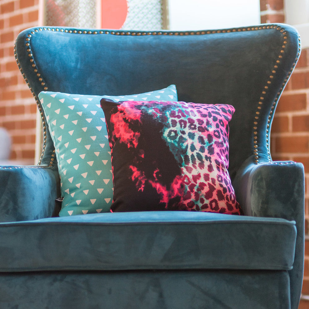 Caleb Troy Leopard Storm Pink Outdoor Throw Pillow, 26x26x7