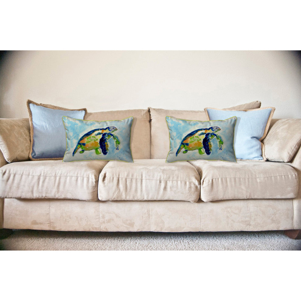 Blue Sea Turtle Large Indoor/Outdoor Pillow 16x20