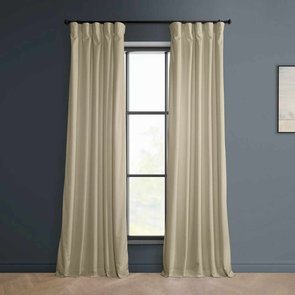 Heritage Plush Velvet Curtain Single Panel, Macchiato Beige, 50"x120"