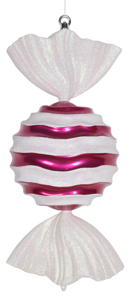 Vickerman Stripe Wave Candy Ornament, 18.5", Cerise