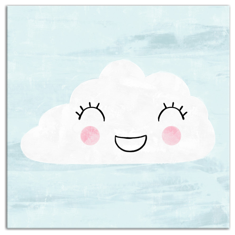 Happy Cloud In Blue Sky 20x20 Canvas Wall Art