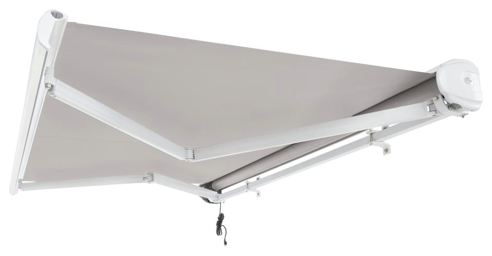 Awntech 18'x10' Full Cassette Left Motor Acrylic Fabric Retractable Awning, Gray