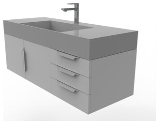 CastelloUSA Amazon 48" Wall Mounted Vanity Set, Gray, Gray Top, Brushed Nickel