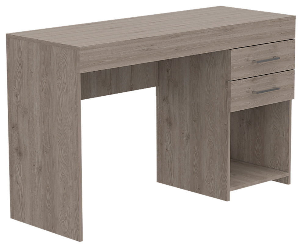 Maui 2 Drawers Computer Desk, Light Gray