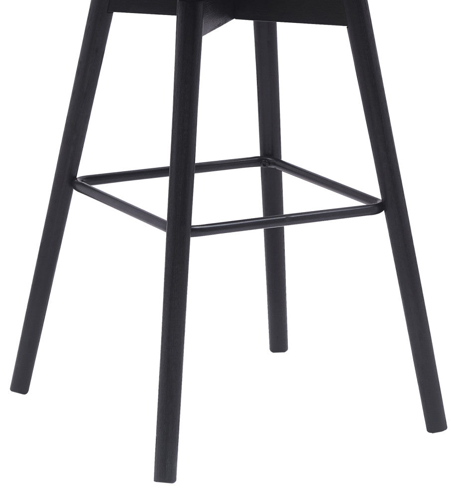 Sicily 26" Swivel Black Wood Counter Stool, Gray Faux Leather, 30
