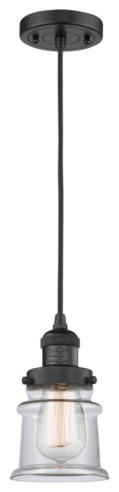 Small Canton 1-Light Mini Pendant, Matte Black, Clear