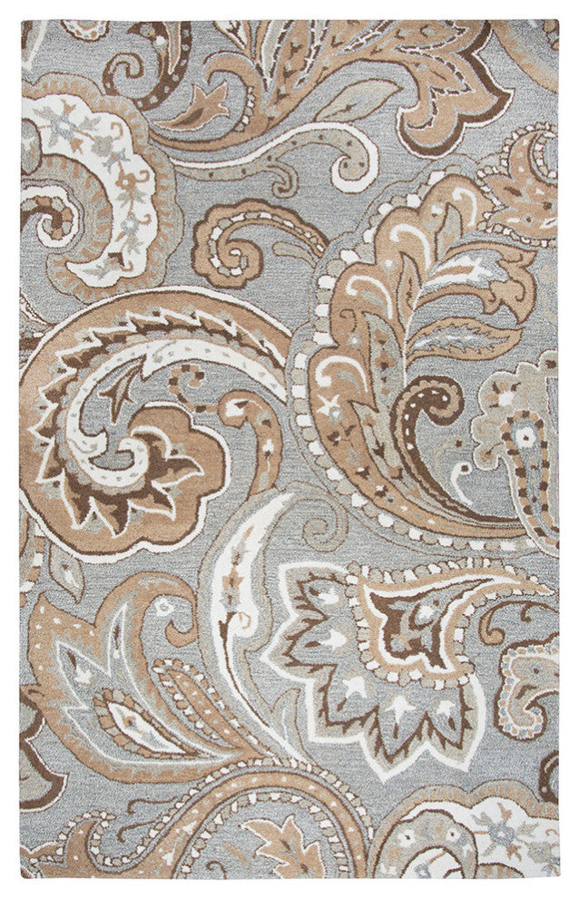 Rizzy Home Suffolk SK325A Gray Paisley Area Rug, Rectangular 9'x12'