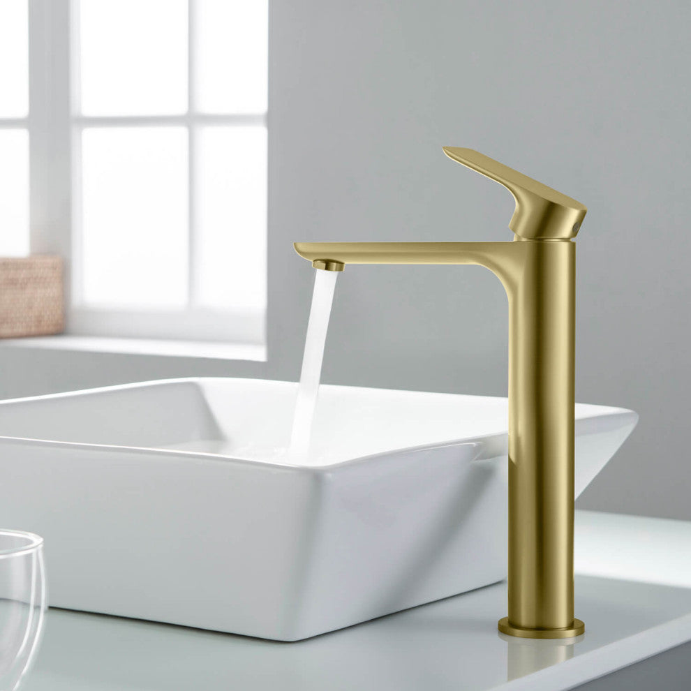Tender-T Single Handle Bathroom Vessel Sink Faucet, Brushed Gold