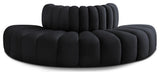 Arc Upholstered Outward Curved Modular Sectional, Black, 4-Piece: Reverse Corner (4), Velvet