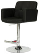 Leather Upholstery Bar Stool with T Shape Footrest and Steel Base, Black