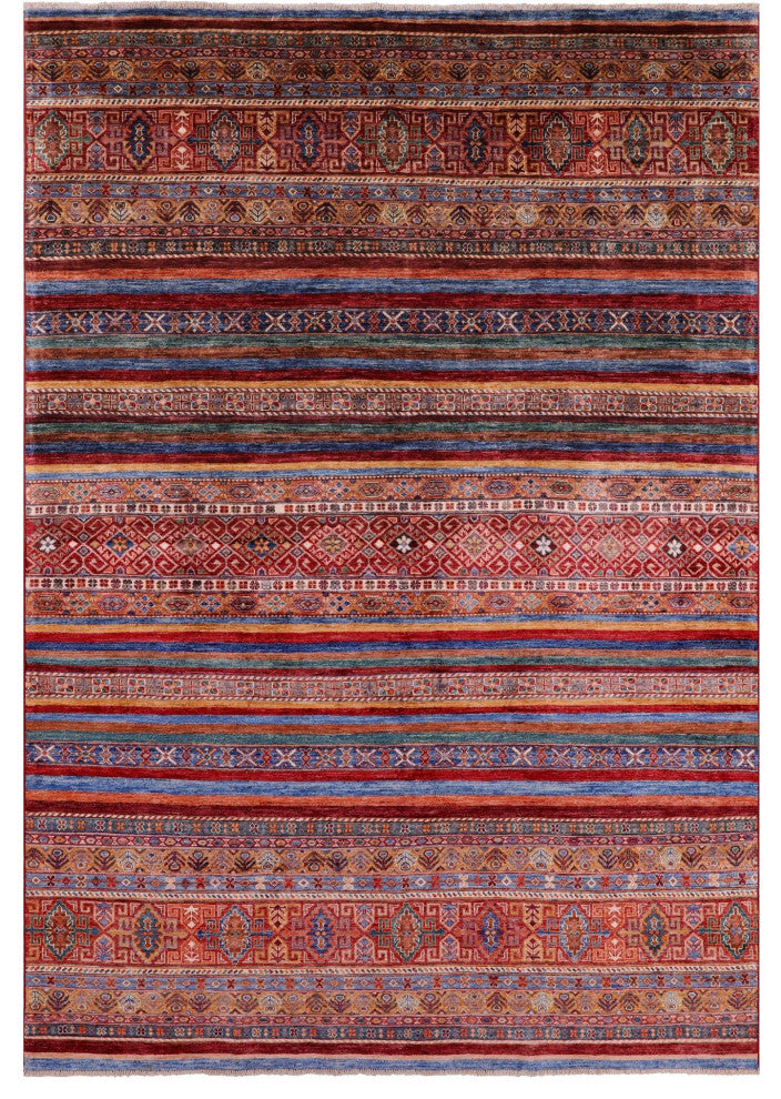 6' 7" X 9' 6" Super Kazak Khorjin Hand Knotted Rug Q5509