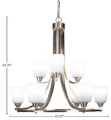 Paramount 9-Light Chandelier, Brushed Nickel, 4.5" White Muslin Glass