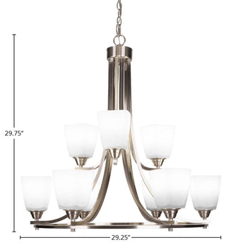 Paramount 9-Light Chandelier, Brushed Nickel, 4.5" White Muslin Glass