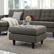 Modern Contemporary Upholstered Ottoman, Granite Fabric