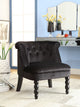 Flax Victorian Style Black Velvet Fabric Upholstered Vanity Accent Chair