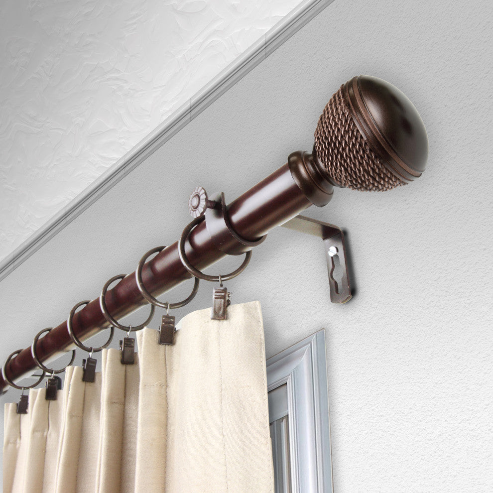 Woven 1" Curtain Rod, Bronze, 120"-170"