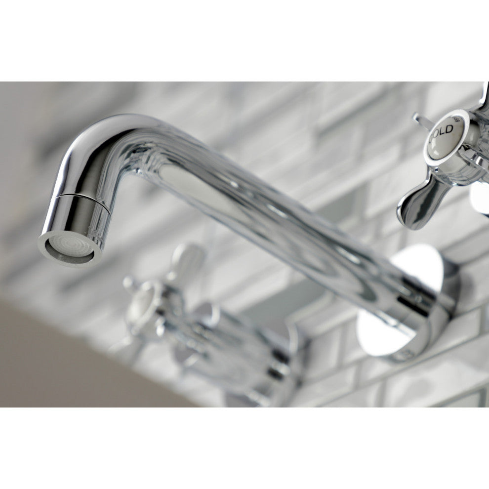Kingston Brass KS8121BEX 2-Handle 8" Wall Mount Bathroom Faucet, Polished Chrome