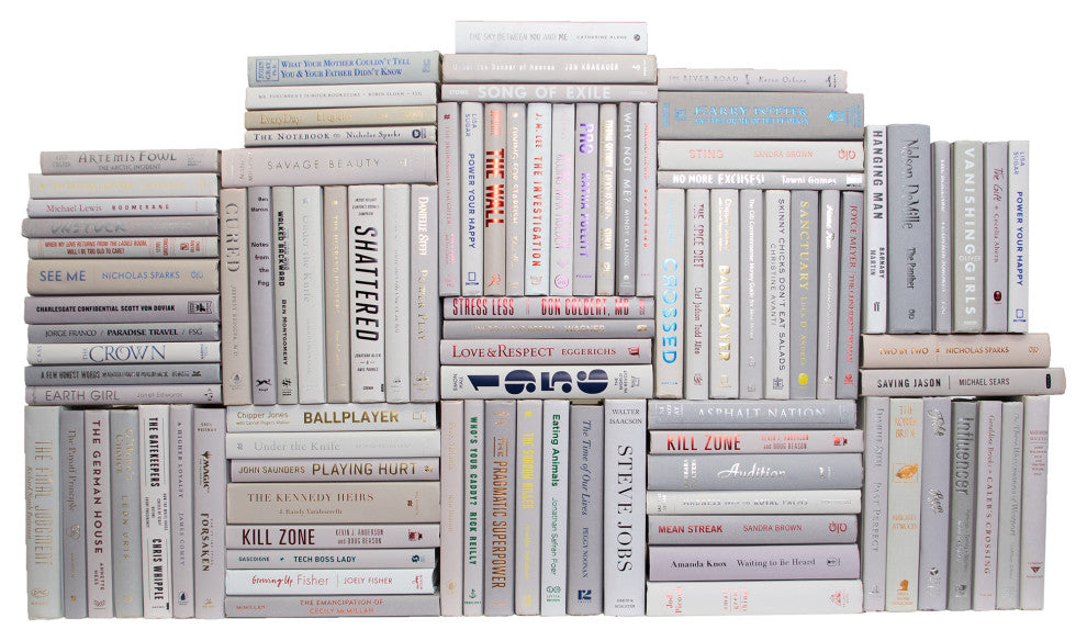 Modern Book Wall Set, Marble, Set of 100