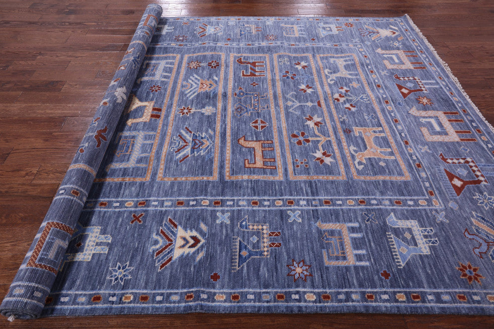 8' 2" X 10' 4" Hand-Knotted Persian Gabbeh Tribal Wool Rug - Q13647