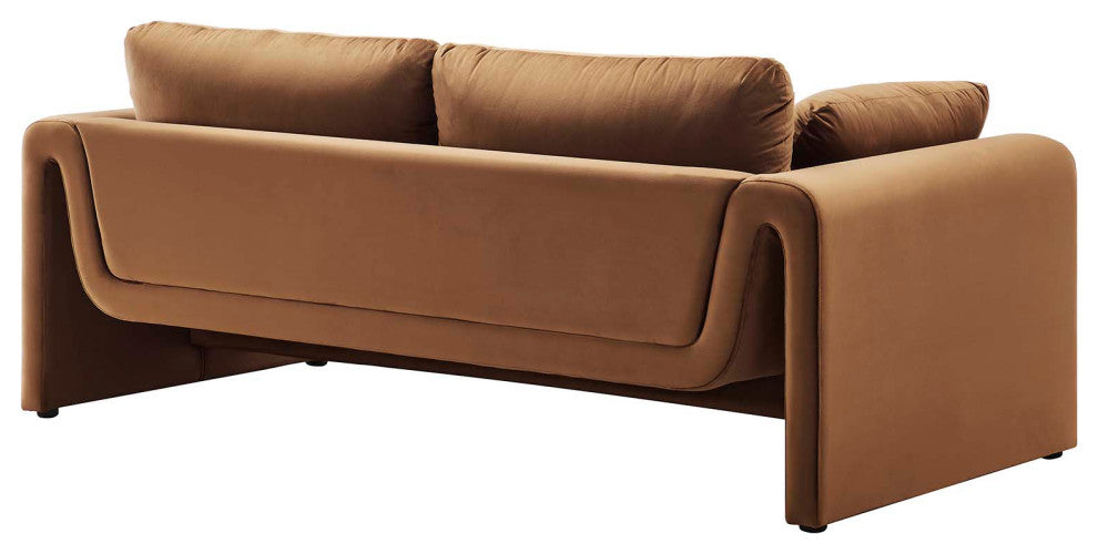 Waverly Performance Velvet Sofa, Brown