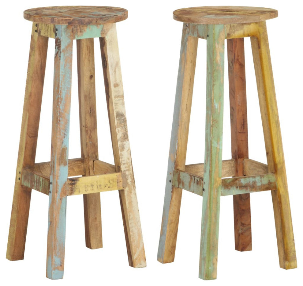 vidaXL Bar Stools 2 pcs Solid Reclaimed Wood
