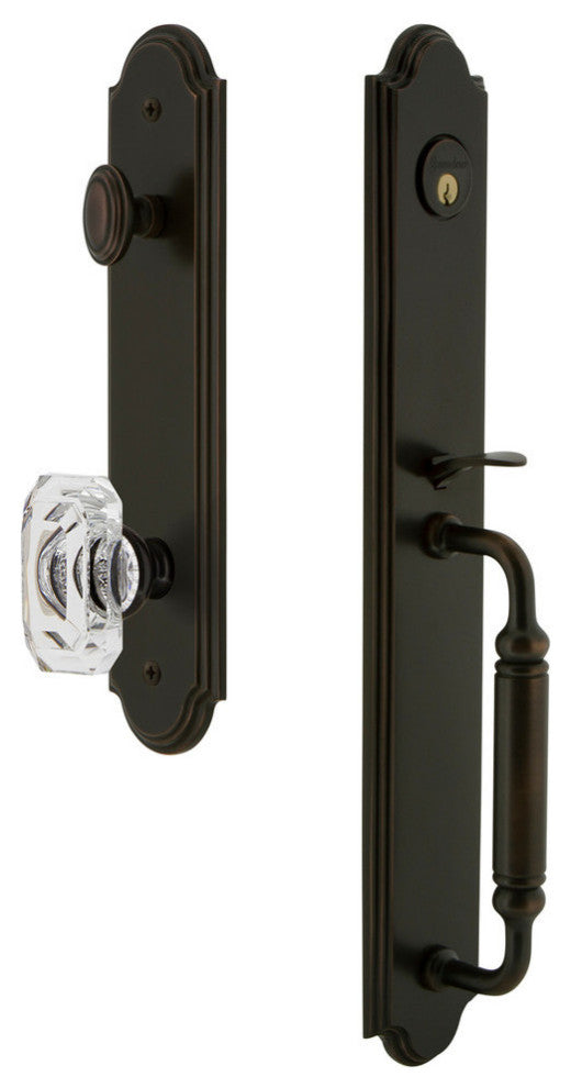 Arc 1-Piece Dummy Handleset, C Grip and Baguette Clear Crystal Knob, 848385