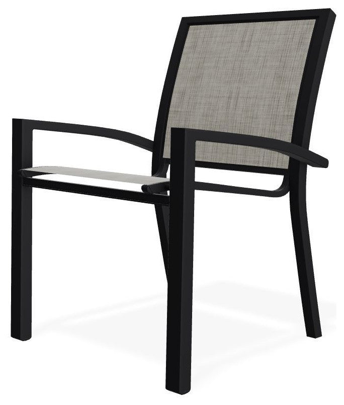 Kendall Sling Stackable Outdoor Dining Chair, Smoke/Black