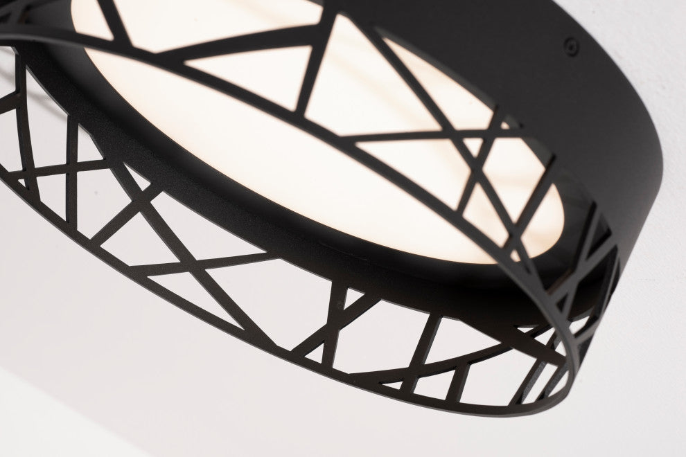 Boon 16" LED Flush Mount, Black, 120V