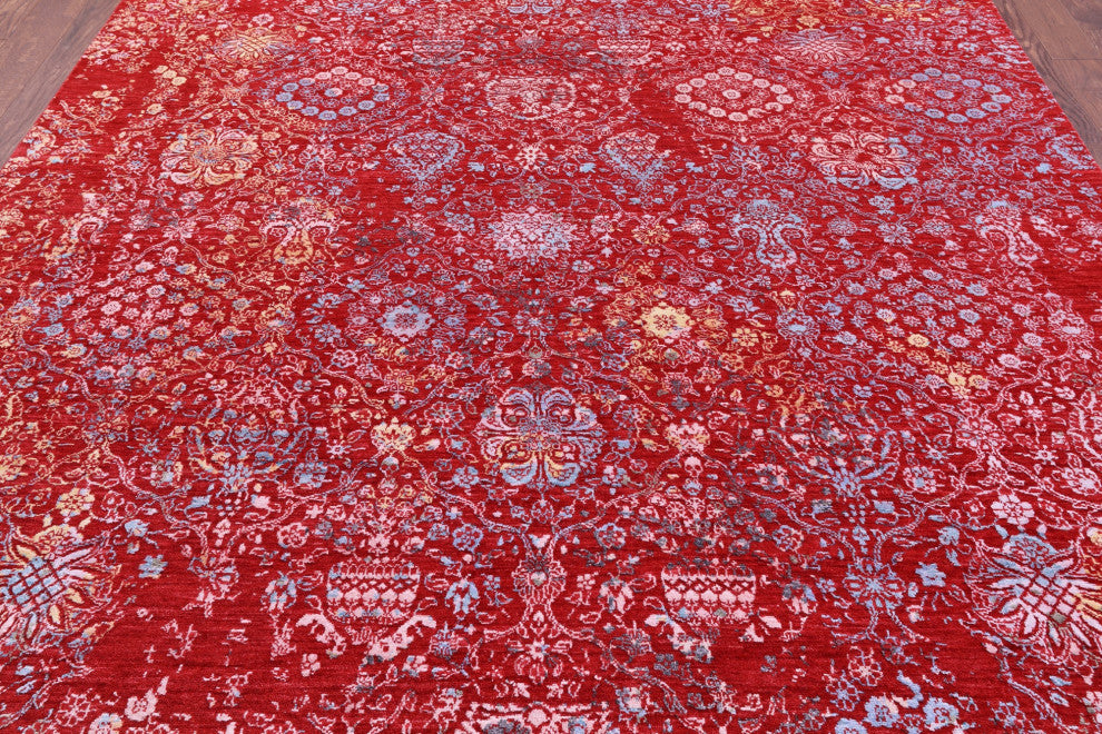 7' 10" X 10' 5" Wool & Silk Modern Handmade Rug - Q14899